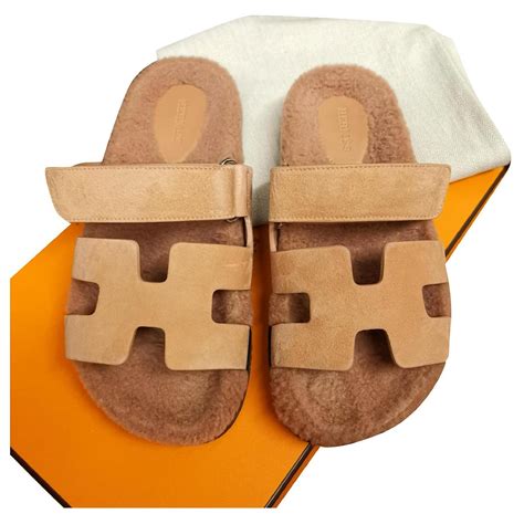 hermes chypre sandal suede|Hermes chypre sandal with fur.